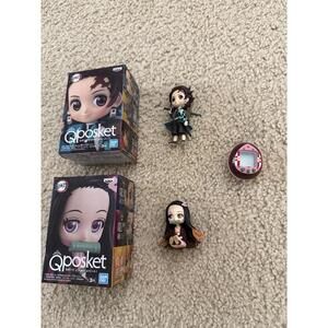 Demon Slayer Q Posket Tanjiro Nezuko + Tamagotchi Nezuko – Bandai Set